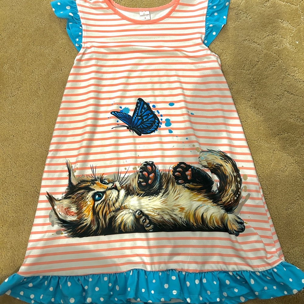 Penelope Plumm Size 8 Spring Easter Cat Butterfly Girls dress